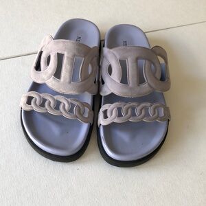Hermes Lilac purple suede goatskin Slide Sandals Size 38